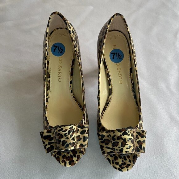 Franco Sarto Womens Leopard Print Heels Pump Shoes - Picture 1 of 4